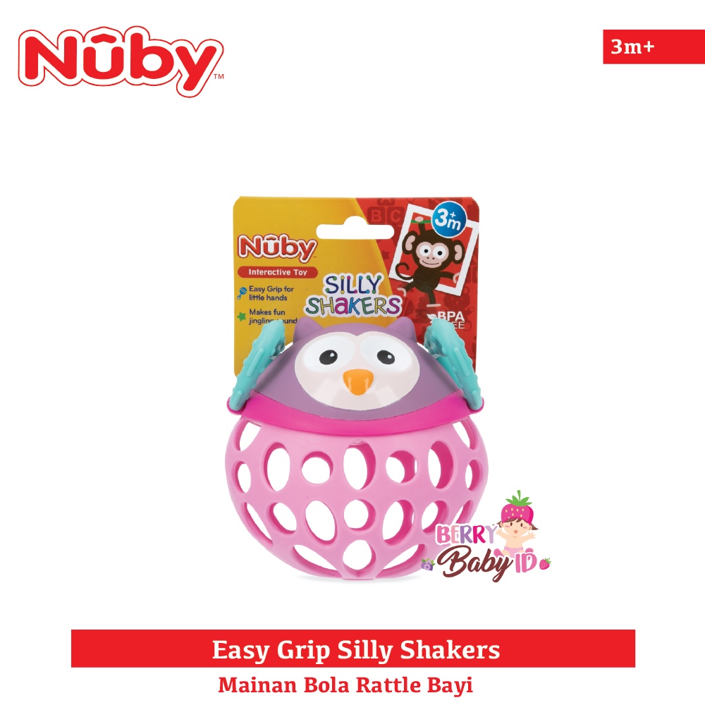 Nuby Easy Grip Silly Shakers Mainan Rattle Bola Sensori Bayi 3m+ Berry Mart