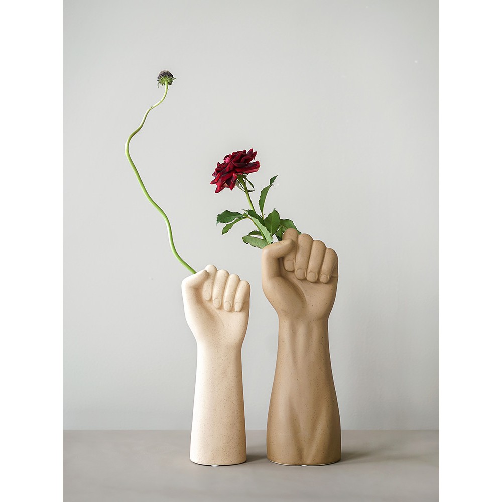 Ornamen Vas Bunga Kering Bahan Keramik Bentuk Pasangan Tangan Gaya