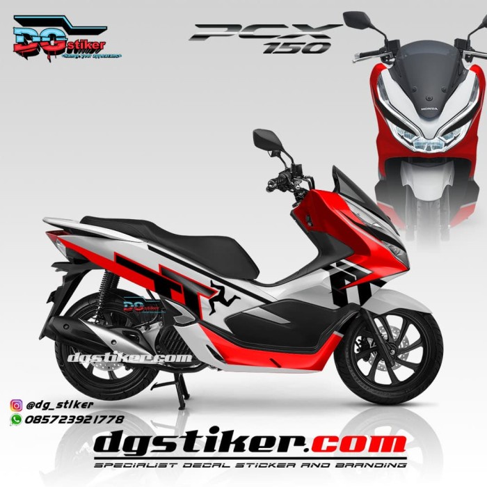 Striping Full Body PCX 150 Lokal Putih TT Isle Of Man DG Stiker