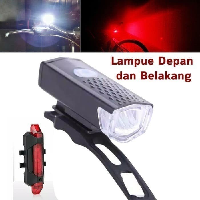 BAROKAH GAMIS LAMPU SEPEDA DEPAN DAN BELAKANG 1 SET bicycle cycling light