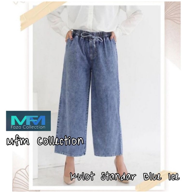 Celana Kulot Snow Jeans Jumbo wanita pinggang karet