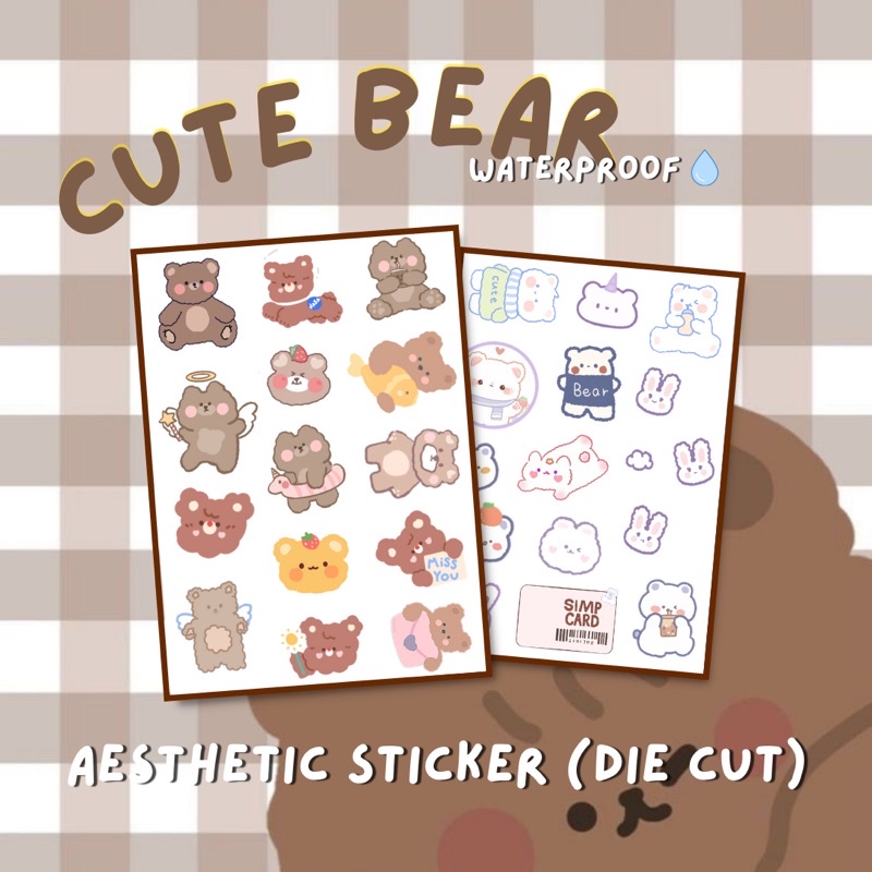 

CUTE BEAR AESTHETIC STICKER stiker vinyl anti air gambar cute bear by 777stickers