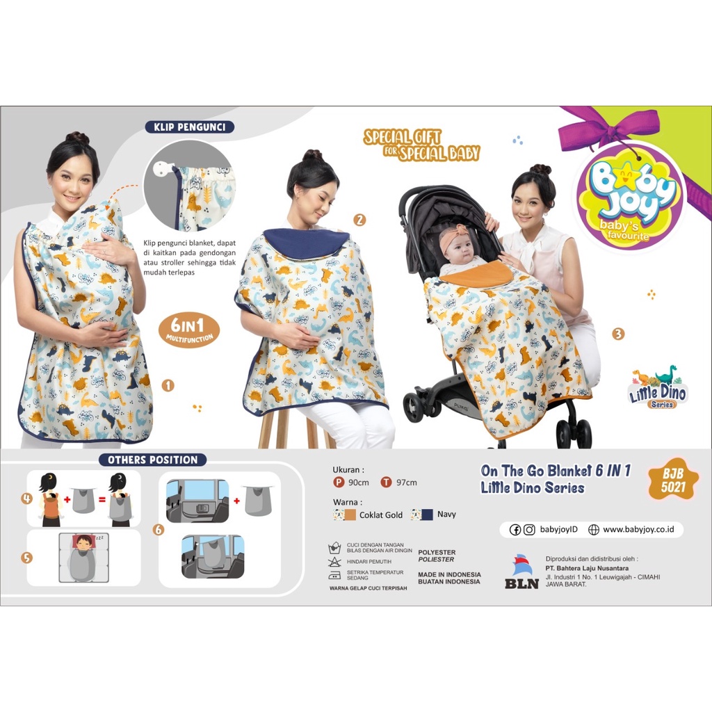 On The Go Blanket 6 in 1 Baby Joy Little Dino Series - BJB5021