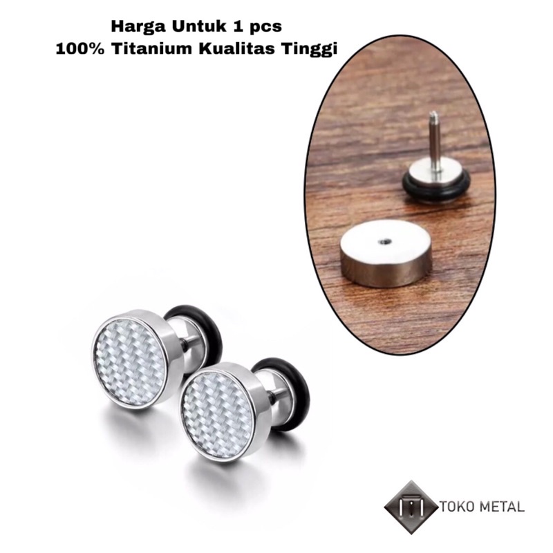 Anting 100% Titanium Kualitas Tinggi Tindik/Pircing Serat Karbon Untuk Pria [ Toko Metal ]