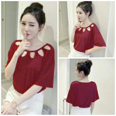 [blouse wiwi red RO] Blouse Wanita Twiscont Merah/Hitam