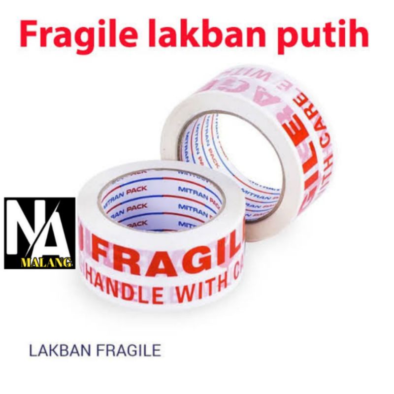 

Lakban FRAGILE Putih Tulisan Merah 48mm×100y Super Murah Tebal,Panjang