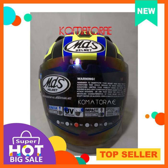 HELM MDS R3 SPORT SUPER FLUO YELLOW BLUE HALF FACE