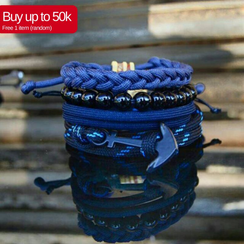 Gelang Pria Gelang Tali Gelang Tangan Prusik Paracord /Gelang Llpaket