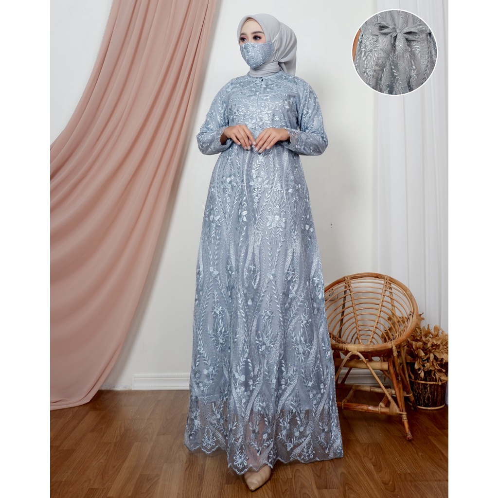 Kadai.baju / Gamis tulle brukat / Gamis jumbo wanita / Gamis pesta / Dress party Maxi Size M L XL XXL