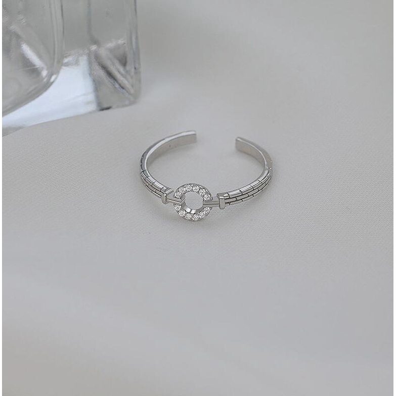 Cincin Sterling Silver 925 Dengan Kristal Berlian Imitasi Untuk Wanita