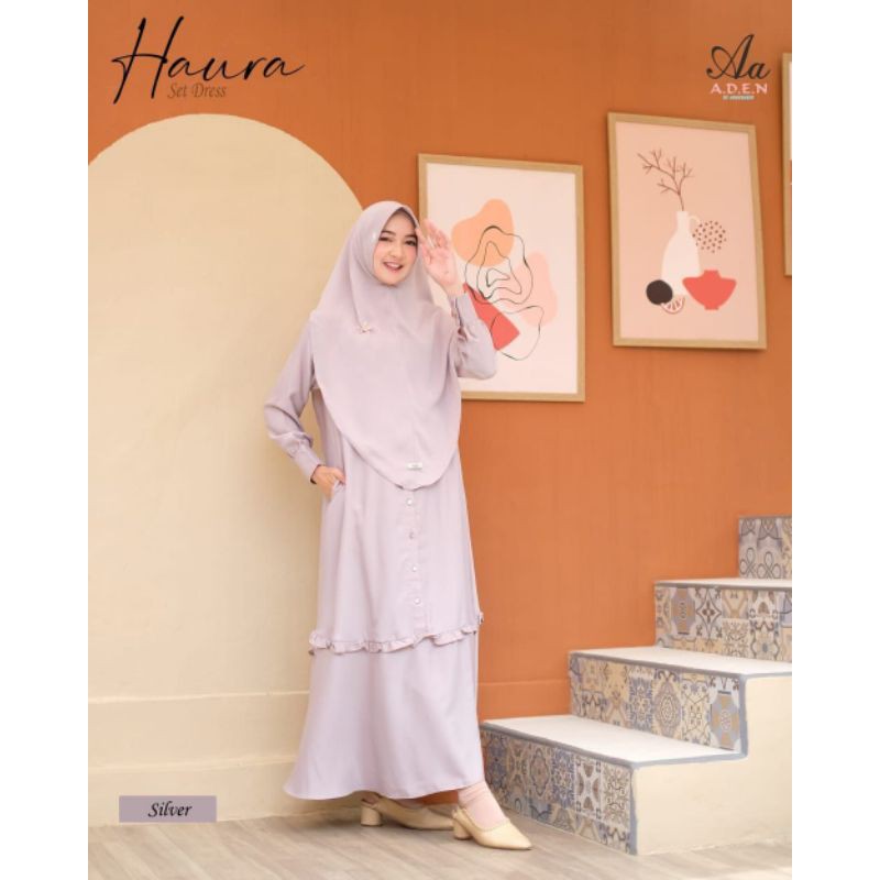 set haura dress by aden hijab