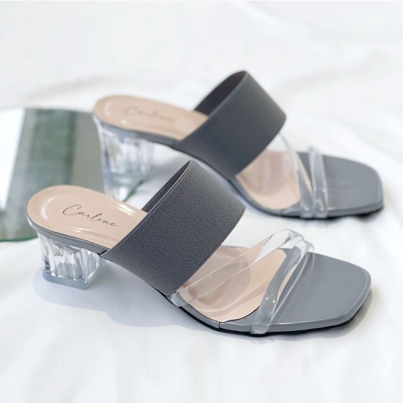 Sandal Wanita Hak Kaca Jelly 5 cm