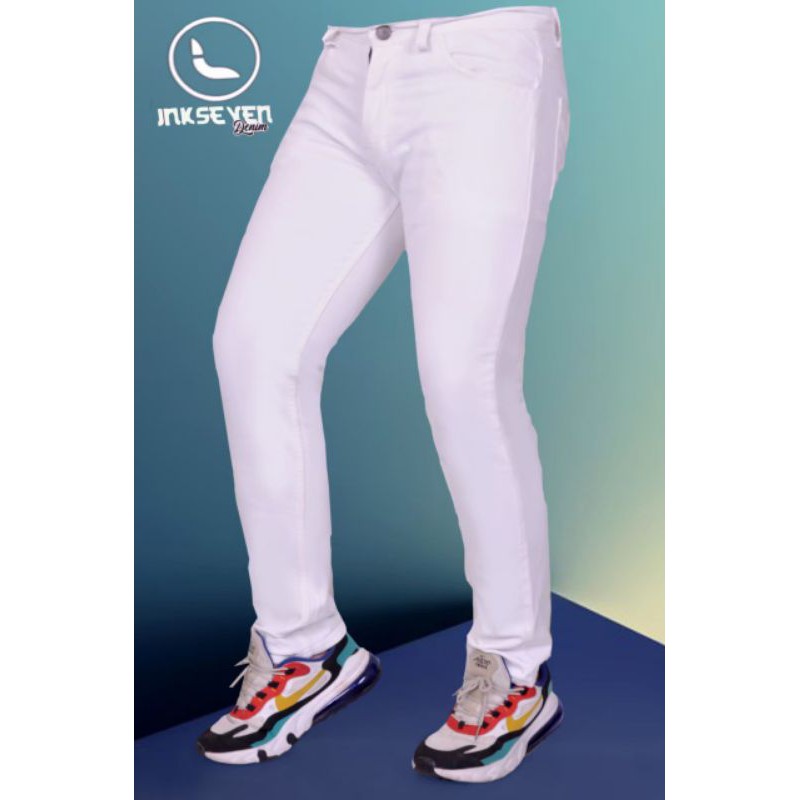 CELANA JEANS PUTIH PRIA TERBARU / CELANA JEANS PUTIH WANITA / CELANA LEPIS / CELANA JINS DENIM MURAH