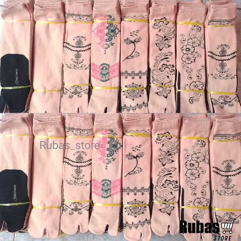 Grosir ( 12 pasang ) kaos kaki jempol muslimah wanita dewasa bahan nilon lembut non kemas termurah-4