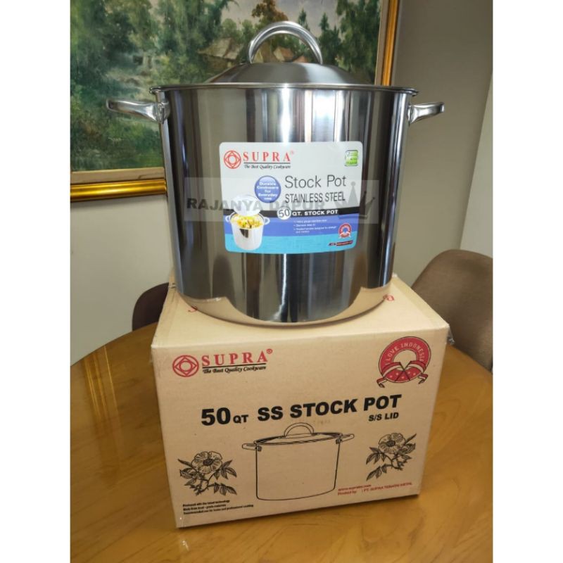 Panci stockpot stainless steel supra 50qt - panci stainless tebal supra - panci supra 50 qt steamer 