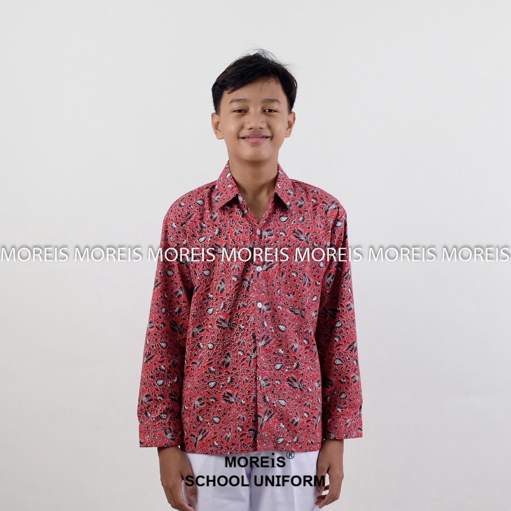 Seragam Baju Batik Panjang SD/MI/TK/PAUD JM Merah 006