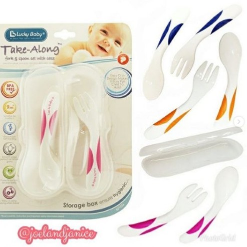 Lucky Baby Take-Along Fork &amp; Spoon Set With Case