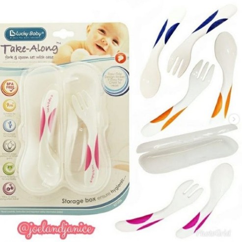 Lucky Baby Take-Along Fork &amp; Spoon Set With Case