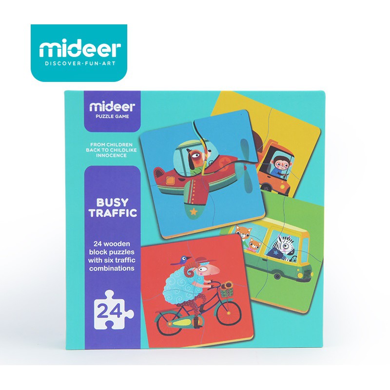 TweedyToys - Mideer Wooden Puzzle (Giggle Animals / Busy Traffic)