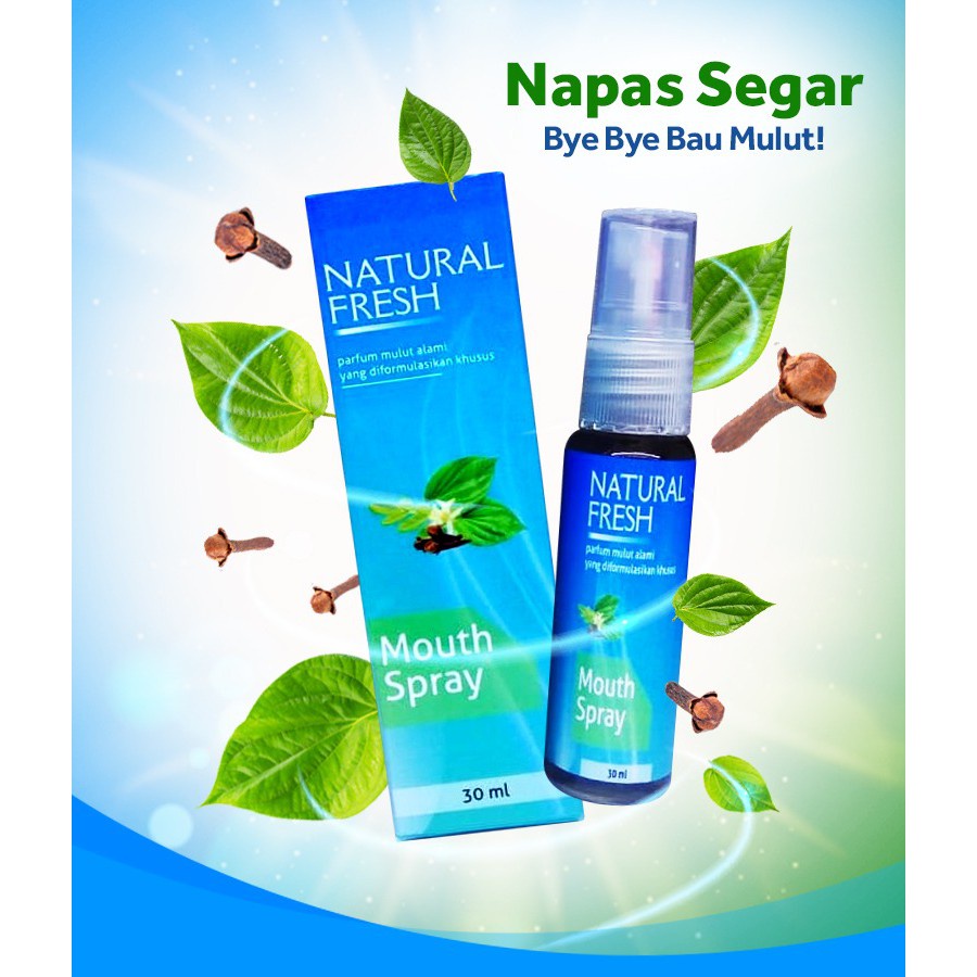 Spray Mulut Natural Fresh Parfum Mulut Alami Herbal Penyegar Nafas Fresh Mouth Natural Penghilang Bau Mulut