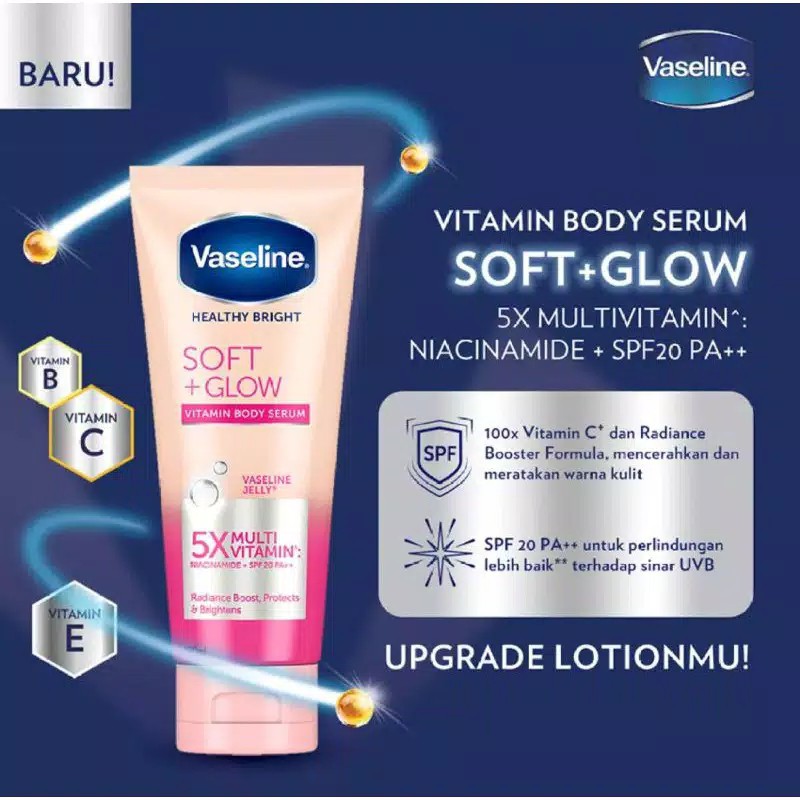 Vaseline Healthy Bright Vitamin Body Serum 180ml - Fresh Glow, Soft Glow, Firm Glow