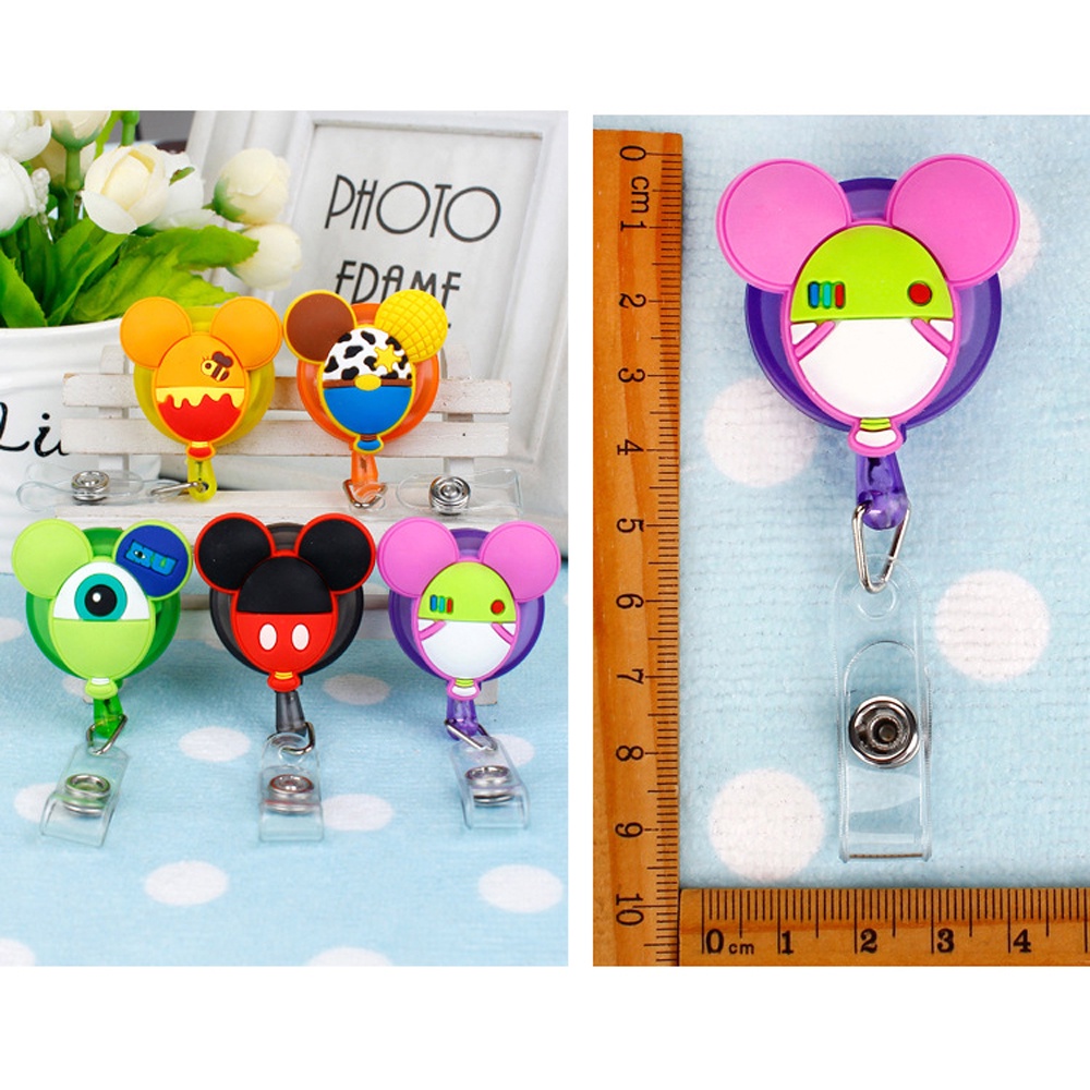 QUINTON Office Supplies Retractable Badge Reel Silicone Badge Holder ID Card Clips Name Tag Cute Students Nurse Doctor Cartoon Card Holder Name Card Holder