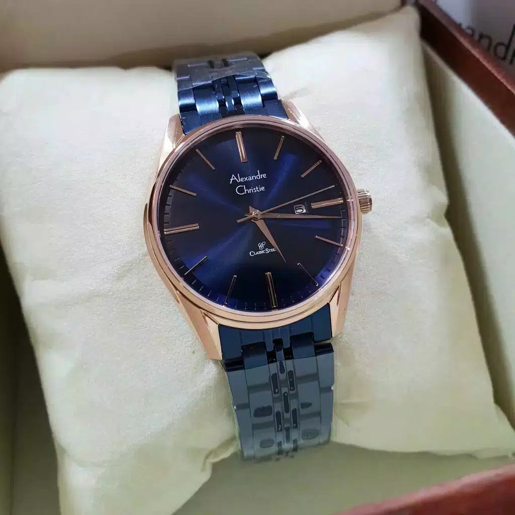 AC alexandre Christie  AC 8588 wanita original stainless stell  blue rose gold