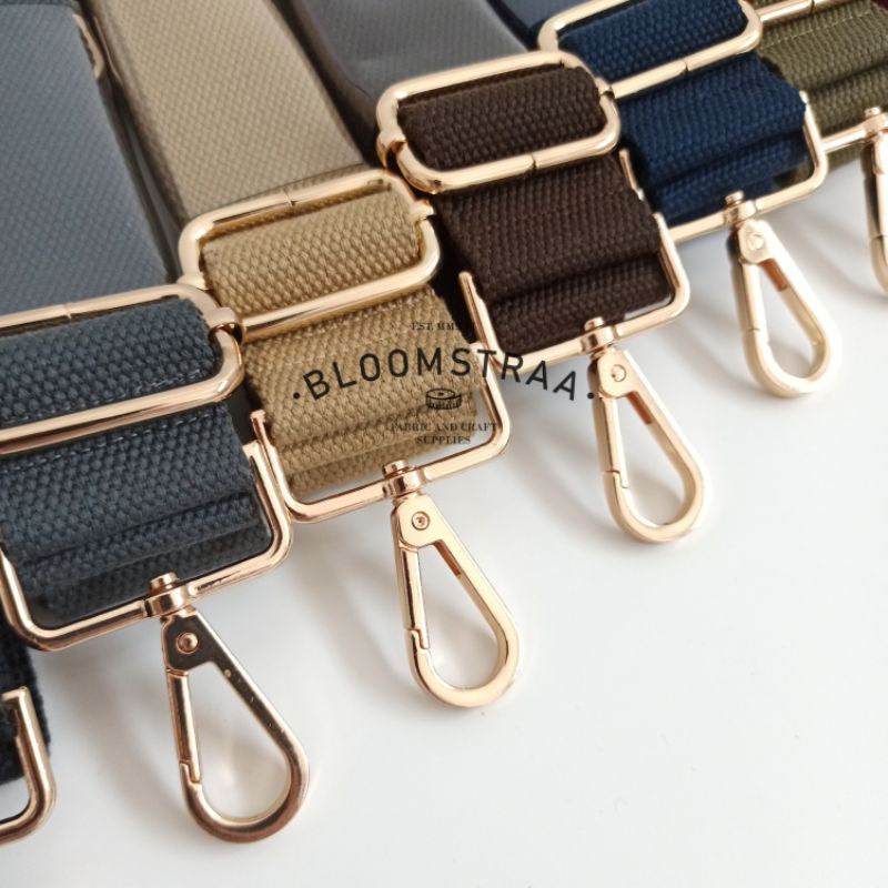 Bag Strap Cotton 38mm GOLD Webbing IMPORT Adjustable Tali Selempang Tas Bag Straps Besi EMAS