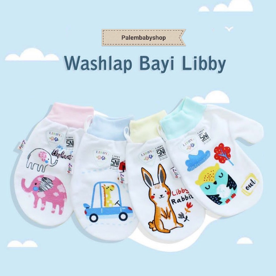 libby washlap tangan putih sablon cotton handuk bayi sni 1 pcs