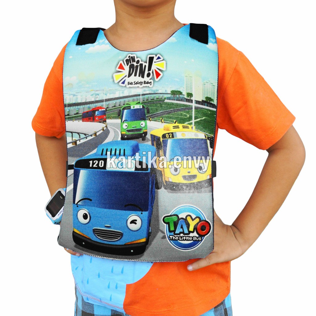 Dindin Kids Rompi Dada Anak Pelindung Anti Angin Untuk Bonceng Motor Karakter Bus