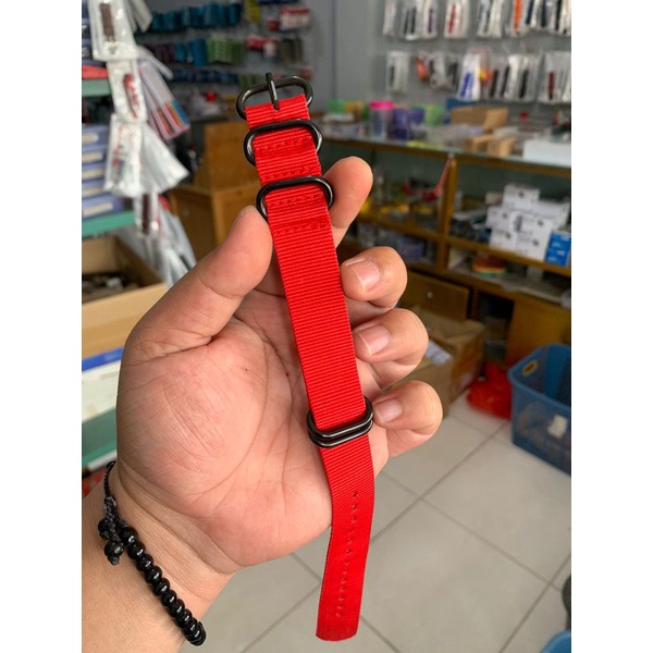 Strap Tali Jam Tangan Kanvas Nato Zulu merah 20MM