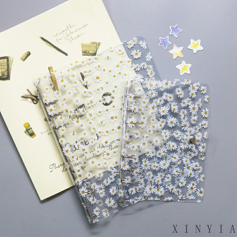 Xia.id Buku Notebook / Catatan / Diary A6 Cover PVC Transparan Motif Bunga Daisy