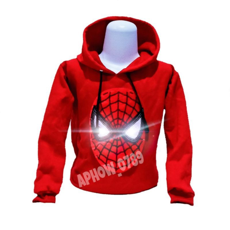 Jaket sweater Hoodie anak laki-laki karakter superhero LED | real pict | Usia 2-9thn