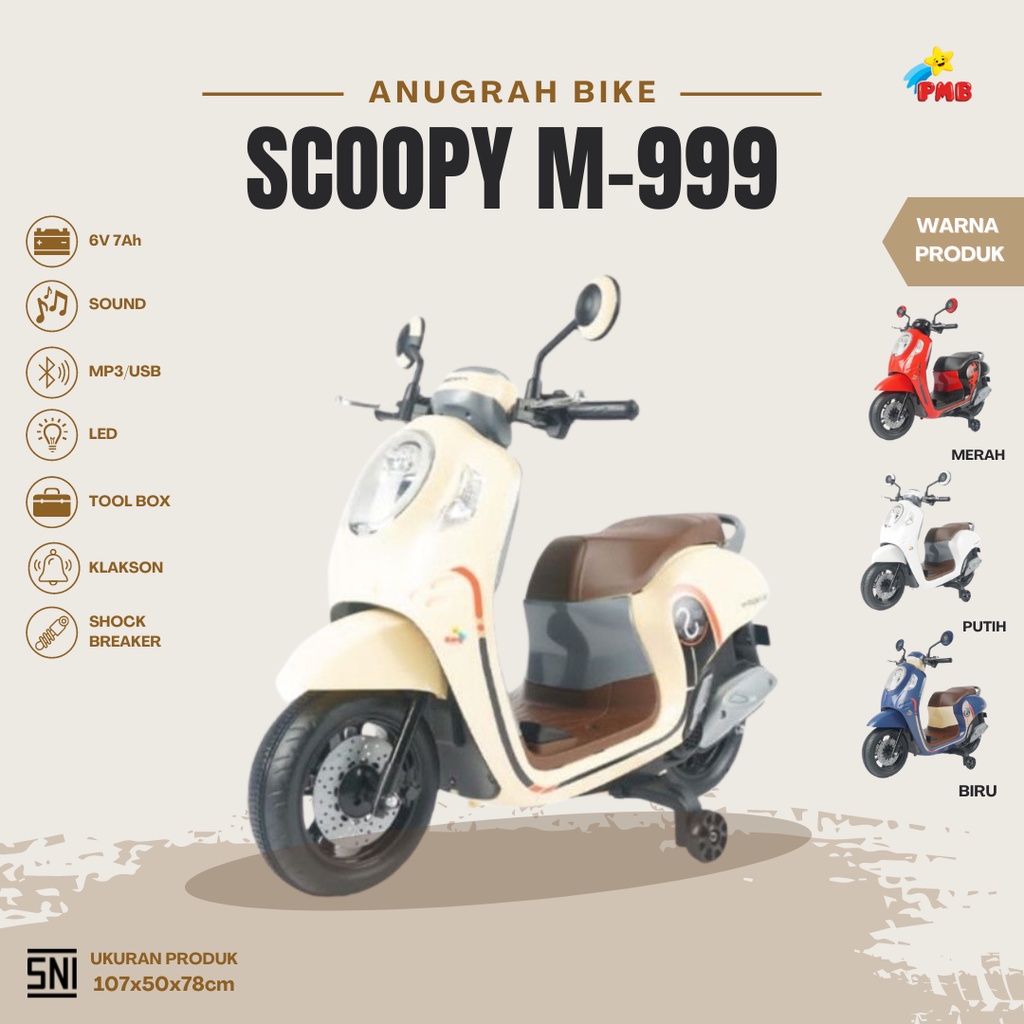 Mainan Anak Motor Aki Honda Scoopy M-999 Original PMB