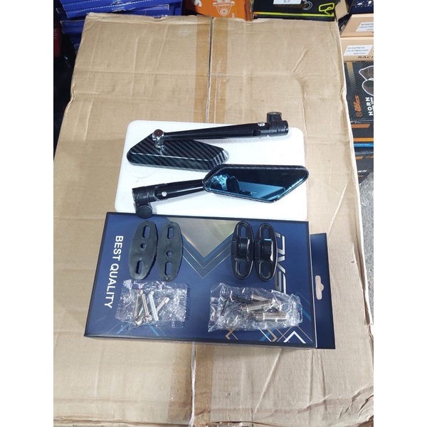 SPION CIRCUIT CARBON CNC KACA BIRU PLUS BREKET FERING