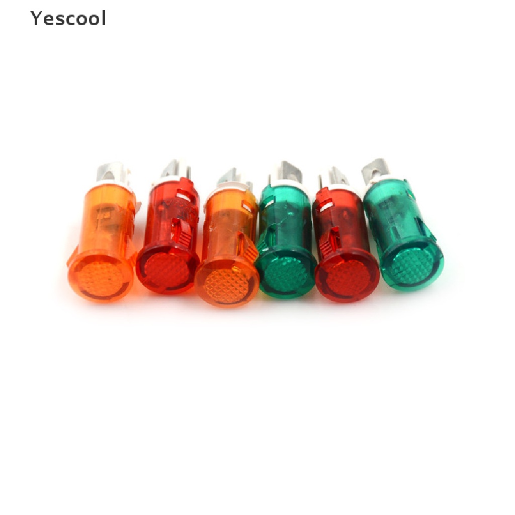 Yescool 10PCS Lampu Indikator Sinyal LED 10mm 12V 24V 220V Warna Merah Hijau Kuning