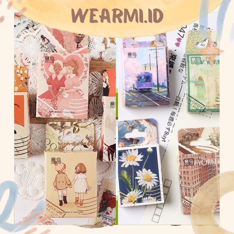 

46 pcs Sticker Box Deco Rectangle Stamp Variasi mini Aesthetic Stamps Scrapbook Bujo Jurnal DIY Wearmi