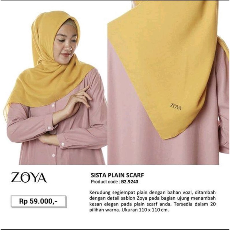 ZOYA Hijab Sista Plain Scarf By Zoya Original Hijab Zoya Jilbab Zoya