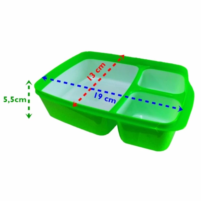 Calista lunch box kotak makan 3 sekat food grade Random Colour / Bekal Makan