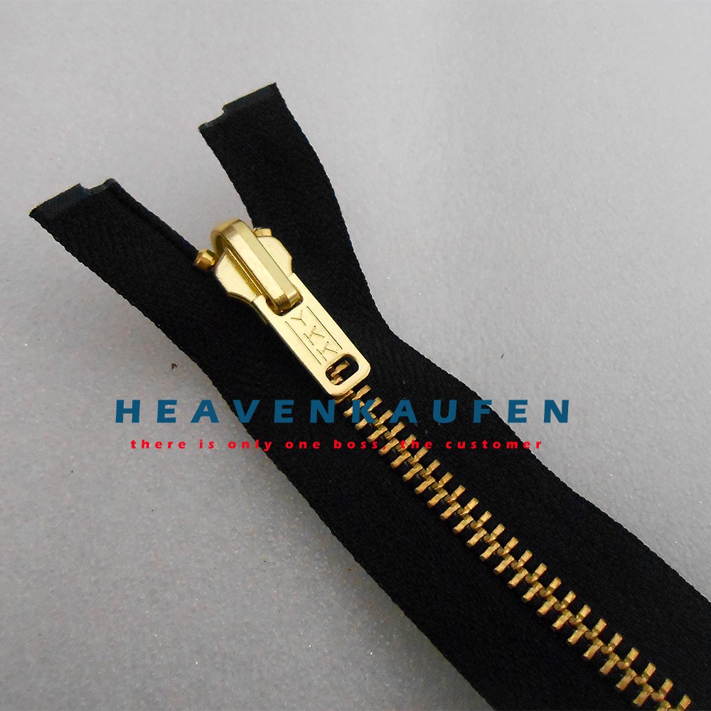 Resleting Zipper YKK 80 cm Warna Hitam Gold Bolak Balik