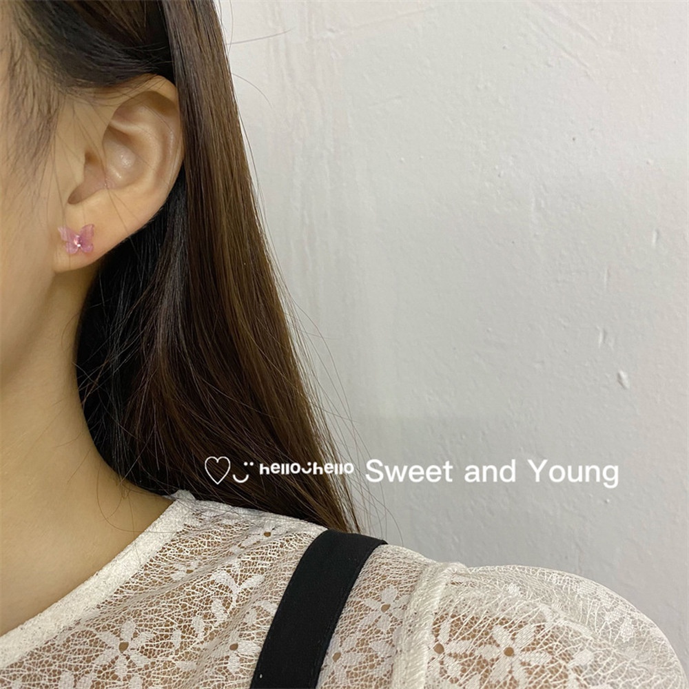 Anting Desain Tulip Butterfly Bahan S925 Silver Needle Gaya Korea Untuk Wanita