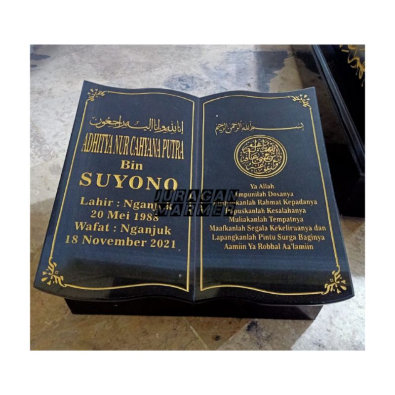 Maesan Batu Granit Andesit Hitam Nisan Model Buku