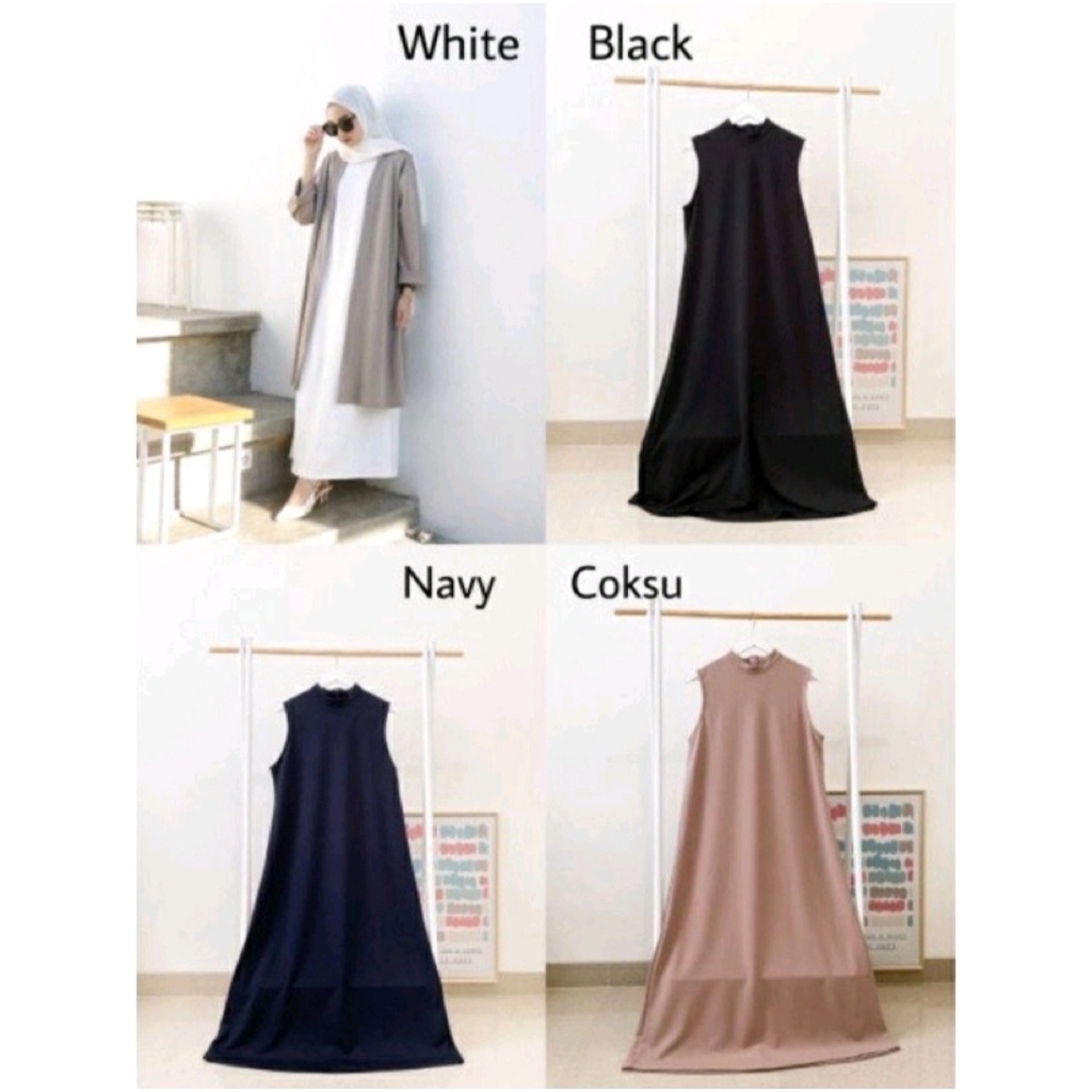 DALEMAN OUTER INNER DRESS TANPA LENGAN BAHAN SCUBA PREMIUM - GAMIS TANPA LENGAN - INER LONG DRES