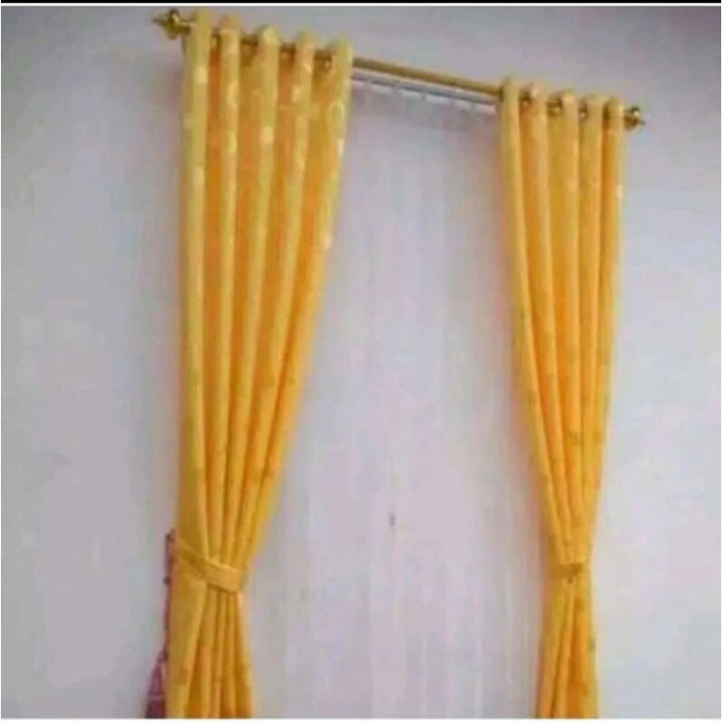 Gorden Motif Polkadot Gold Gorden Jendela Panjang 250cm Gorden Motif Minimalis Murah Gorden Minimali