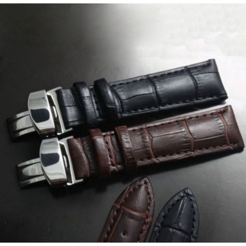 Strap Tali Jam Tangan pria dan wanita butterfly 18mm 20mm 22mm Genuine Leather watch band  Tali jam tangan kulit Import