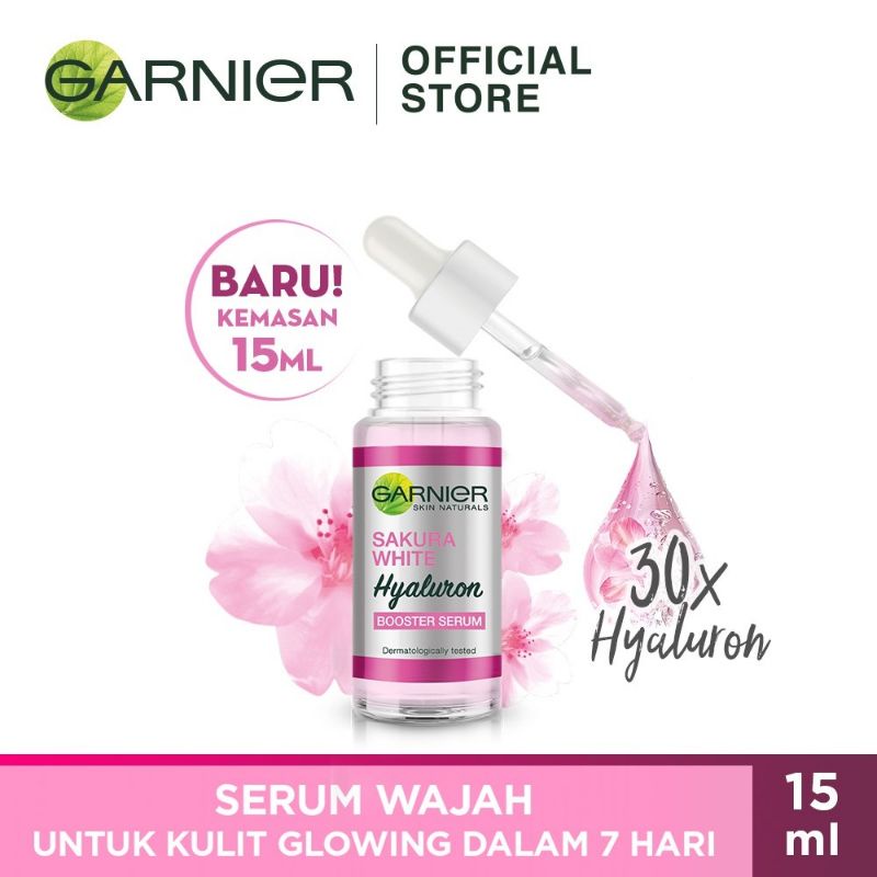 Garnier Serum 30mL Sakura White Hyaluron dan Light Complete Vitamin C 30x Booster Serum Skin Care-Sakura 15 ml
