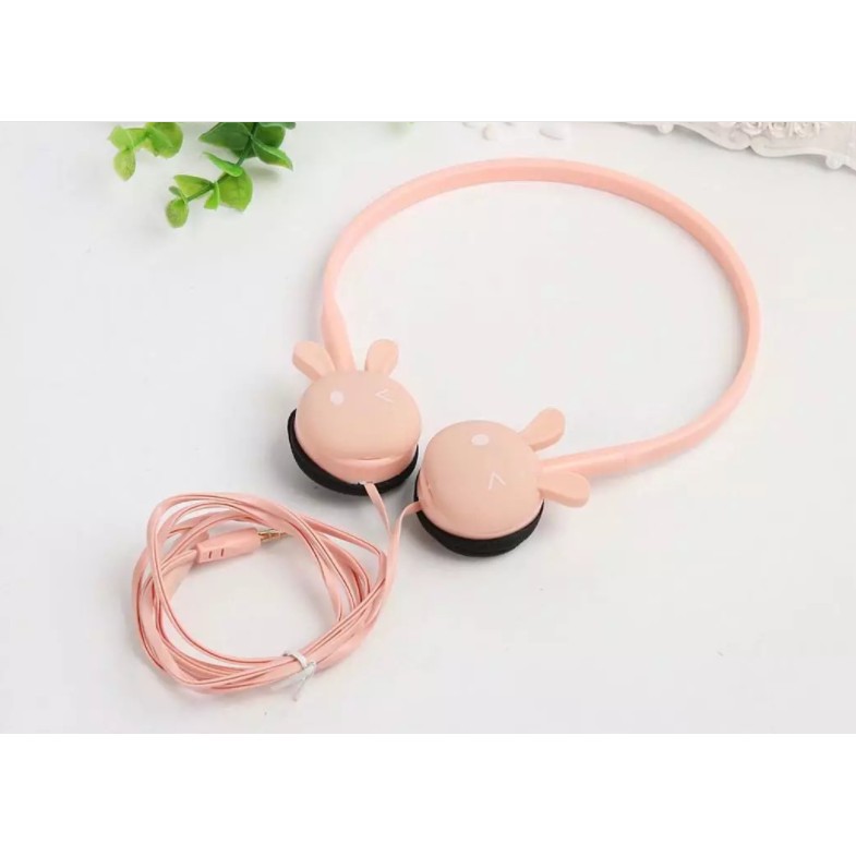 [KN-320] Headphone Headset Bentuk Kepala KELINCI Polos / Earphone Overhead Motif Kelinci Simple / Earphone Karakter Rabbit Head