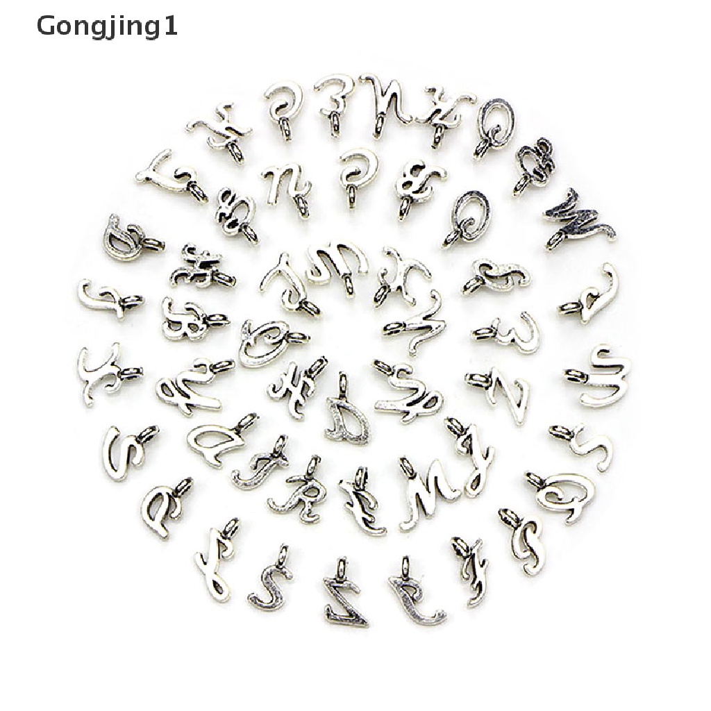 Gongjing1 52Pcs / Set Liontin Silver Tibet Bentuk 26 Huruf A-Z Untuk DIY Perhiasan
