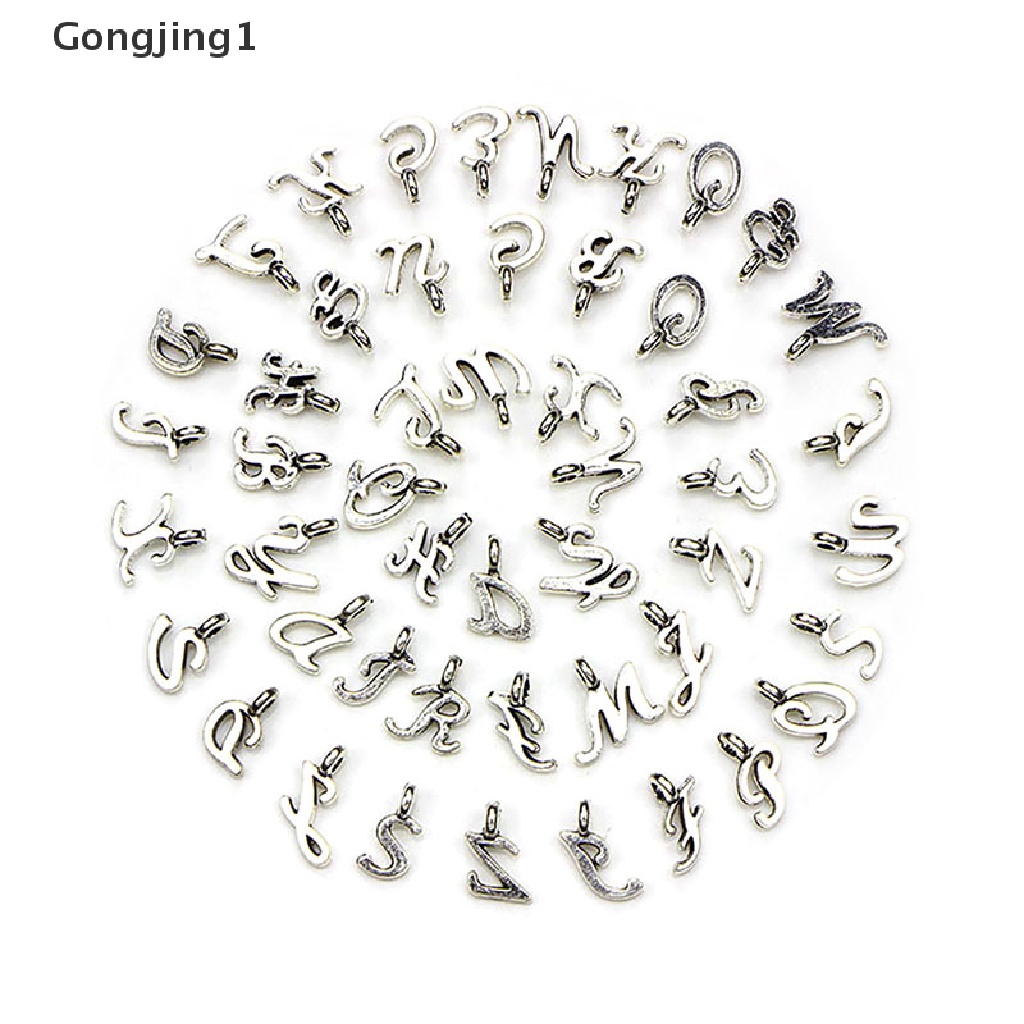 Gongjing1 52Pcs / Set Liontin Silver Tibet Bentuk 26 Huruf A-Z Untuk DIY Perhiasan