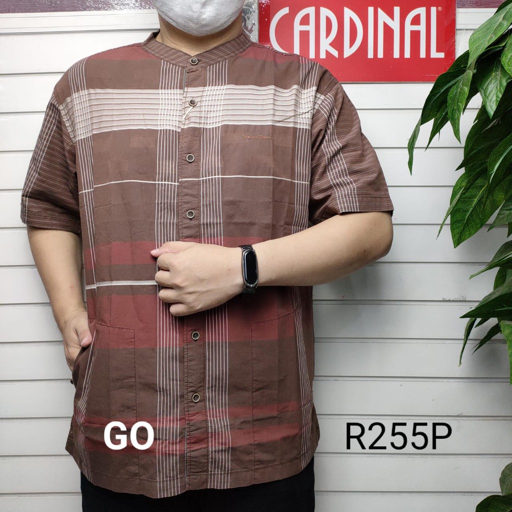 gos XL BIG SIZE CARDINAL KEMEJA KOKO Taqwa Pakaian Pria Original Baju Muslim Salur Lengan Pendek